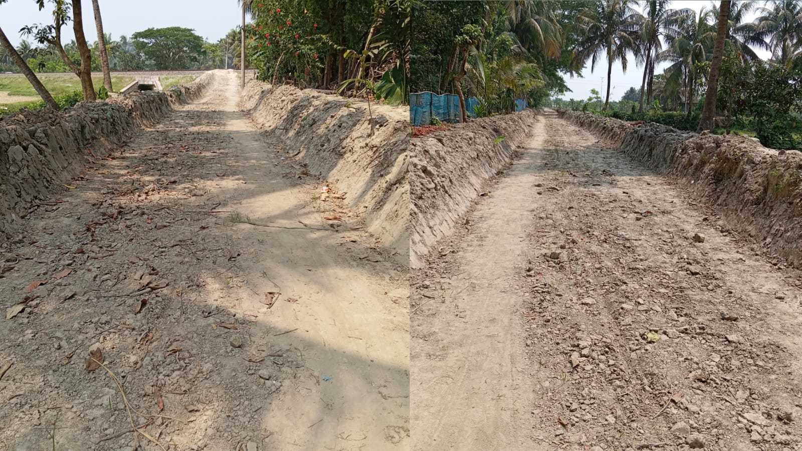 সাড়ে ৮শ’ মিটার রাস্তার কাজে ধীরগতি, চার গ্রামের পাঁচ শতাধিক মানুষের ভোগান্তি চরমে 