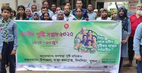 দিঘলিয়ায় জাতীয় পুষ্টি সপ্তাহ উপলক্ষে রেলি ও আলোচনা সভা অনুষ্ঠিত 