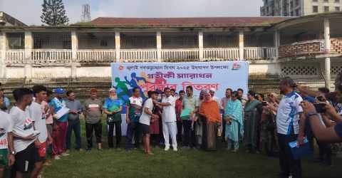 ঝিনাইদহে জুলাই গণঅভ্যুত্থান দিবস উদযাপন উপলক্ষে প্রতীকী ম্যারাথন প্রতিযোগিতা অনুষ্ঠিত