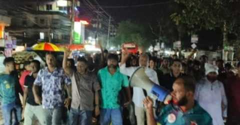সাতক্ষীরার শ্যামনগরে সংসদীয় আসন পুনর্বিন্যাসের প্রতিবাদে বিক্ষোভ