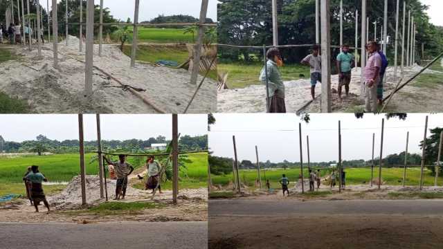 সদরপুরে রাস্তার জমি দখল করে অবৈধ স্থাপনা নির্মাণের অভিযোগ