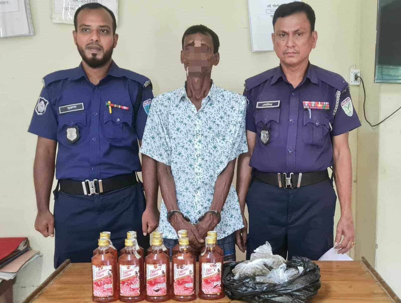 বড়লেখায় বিদেশি মদ ও গাঁজাসহ আটক-১