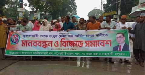 উত্তর ধরলার উন্নয়নে সরব বিএনপি, নাগেশ্বরীতে পরিচিতি সভা ও বিক্ষোভ মিছিল